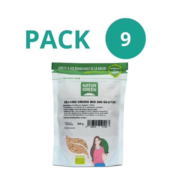 Paquet de 9x Sésame Brut Biologique 225g NaturGreen-trasera