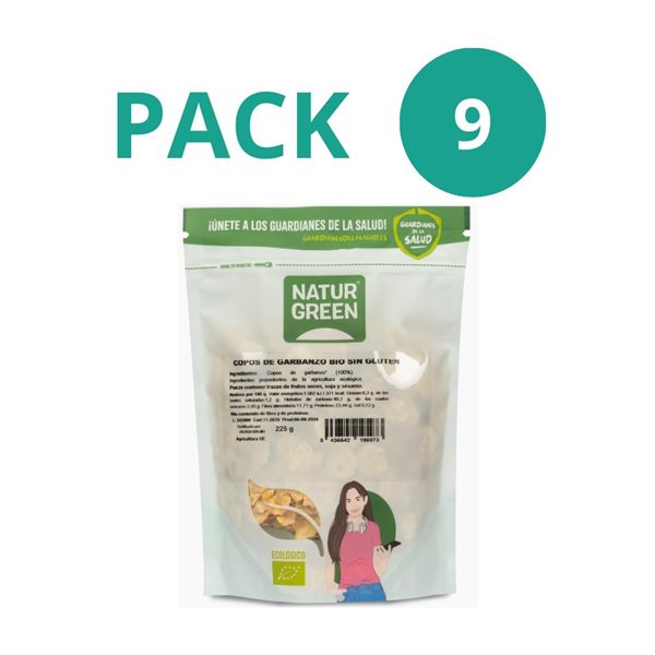 Paquet de 9x Snack de pois chiches Bio 225g NaturGreen.-izquierda