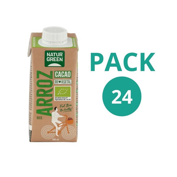 Pack de 24 boissons au riz et cacao bio 200 ml NaturGreen-lateral