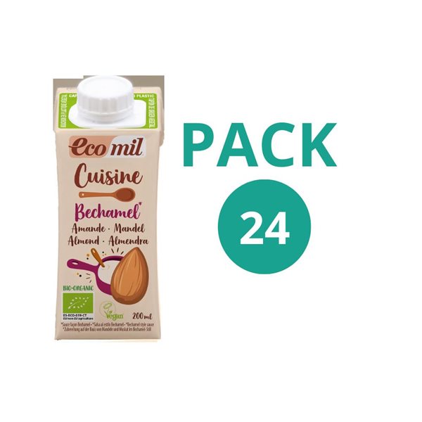 Pack 24x Bechamel de almendra Bio para cocinar 200ml Ecomil-lateral