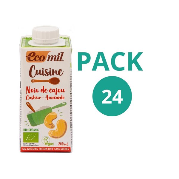 24-pack of organic Cashew Cooking Cream 200 ml. EcoMil Cuisine-detalle