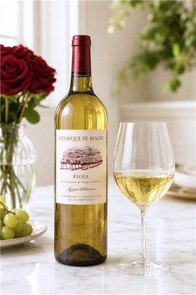 Pack of 3 Bottles of White Wine Rioja D.O.Ca 2025 Henrique de Benoit-detalle