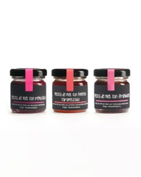 Aquí tienes la traducción al alemán:"Pack 3 Honige mit Kamarere-Geschmäckern. In Flammen."-detalle