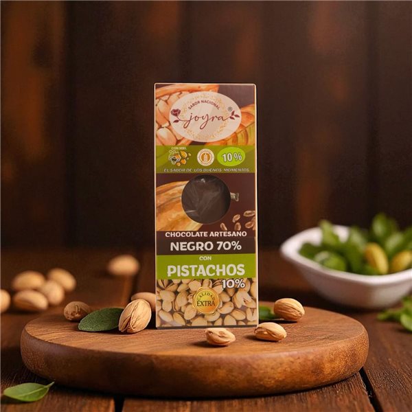 Pack of 3 handmade chocolate tablets with 10% pistachios and honey - 100 gr.-trasera
