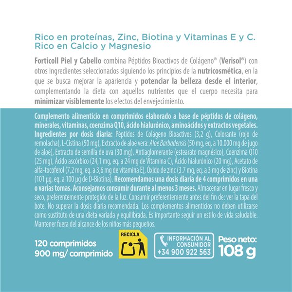 Pack of 3x Active Bio Collagen Skin and Hair 120 tablets Forticoll-izquierda