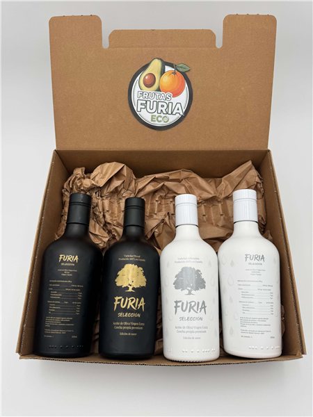 Pack 4 Aceites Gourmet FURIA Selección | 2 Arbequina + 2 Picual-trasera