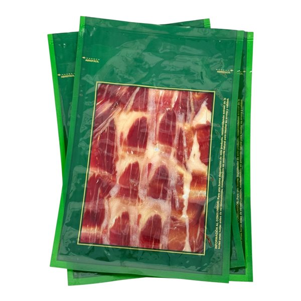PACK 5 ENVELOPES OF IBERIAN ACORN-FED HAM 50% IBERIAN BREED SLICED BY KNIFE (100G/ENVELOPE)-detalle