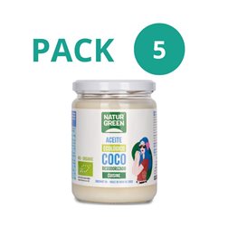 Pack 5x Aceite de Coco Ecológico para Cocinar 430 ml NaturGreen