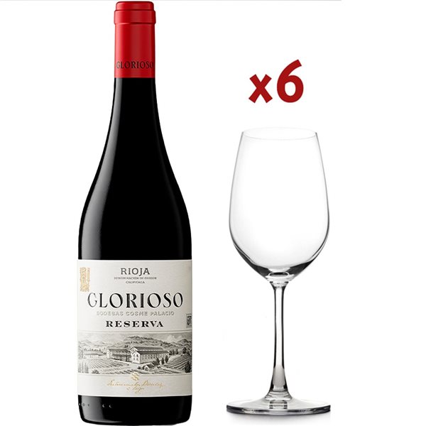 Pack 6 Glorioso Reserva + 6 Copas Regalo-detalle