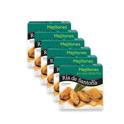 Pack 6 Mejillones en Escabeche Gigante 10/14 Piezas 266g Ría De Santoña