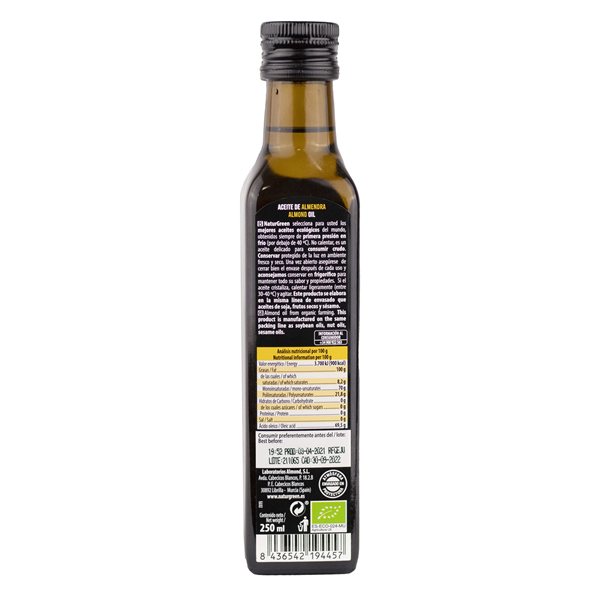 Pack 6x Organic Almond Oil 250 ml NaturGreen-detalle