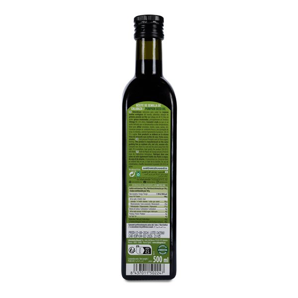 Pack 6x Huile de Graines de Citrouille Biologique 500 ml NaturGreen-lateral