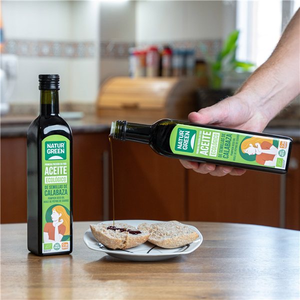 Pack 6x Huile de Graines de Citrouille Biologique 500 ml NaturGreen-trasera