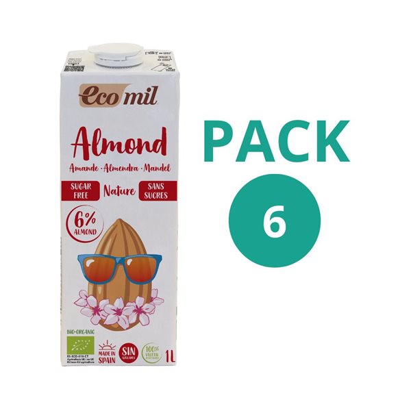 Pack 6x Boisson d'Amande Bio Nature 1l Ecomil-lateral