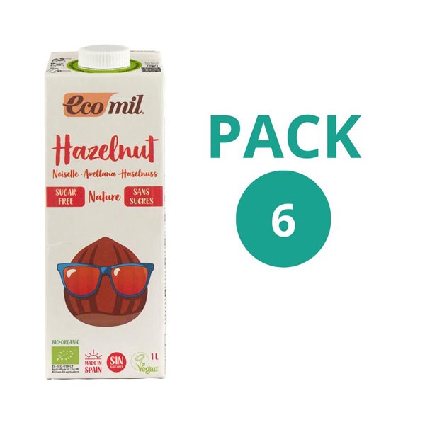 Pack 6x Boisson aux noisettes biologique Nature 1l Ecomil-lateral