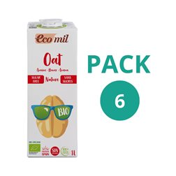 Pack of 6x Organic Sugar-Free Nature Oat Drink 1L Ecomil