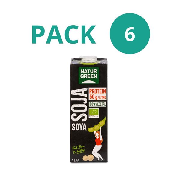 Pack 6x Boisson de Soja avec Protéines Bio 1L NaturGreen-lateral