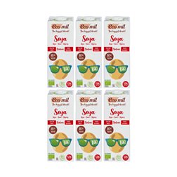 Pack 6x Boisson de Soja Nature Sans Sucre Bio 1 L Ecomil