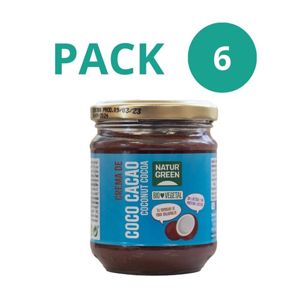 Pack 6x Crème de Noix de Coco et Cacao Bio 200g NaturGreen-trasera