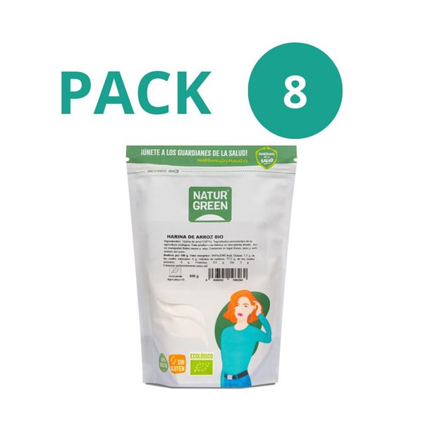 Pack 8x Harina de Arroz Ecológica 500 g NaturGreen-izquierda