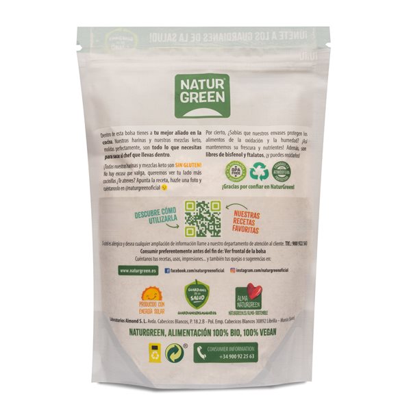 Paquet de 8x Farine d'Avoine Intégrale Bio 500g NaturGreen-izquierda