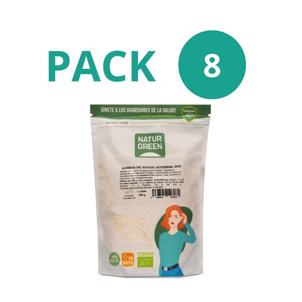 Paquet de 8x Farine d'Avoine Intégrale Bio 500g NaturGreen-trasera