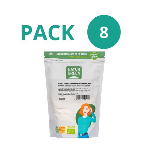 Paquet de 8x Farine de Sarrasin Bio 500 g NaturGreen-lateral