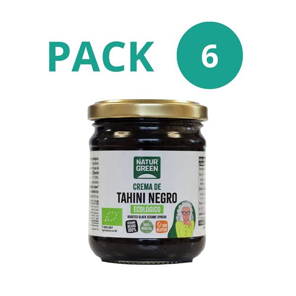 Pack de 6x Tahini Noir Biologique 180g NaturGreen-trasera