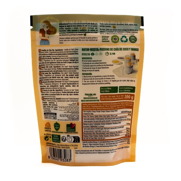 9-pack of 200g Organic Chia Seeds by NaturGreen-izquierda