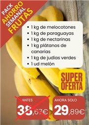 Weekly Fruit Savings Pack: 1 kg of peaches + 1 kg of apricots + 1 kg of nectarines + 1 kg of Canary bananas + 1 kg of green beans + 1 unit of melon