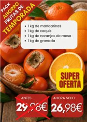Pack Ahorro Frutas de Temporada : 1kg mandarinas  +1kg caquis  +1kg naranjas mesa  +1kg granada