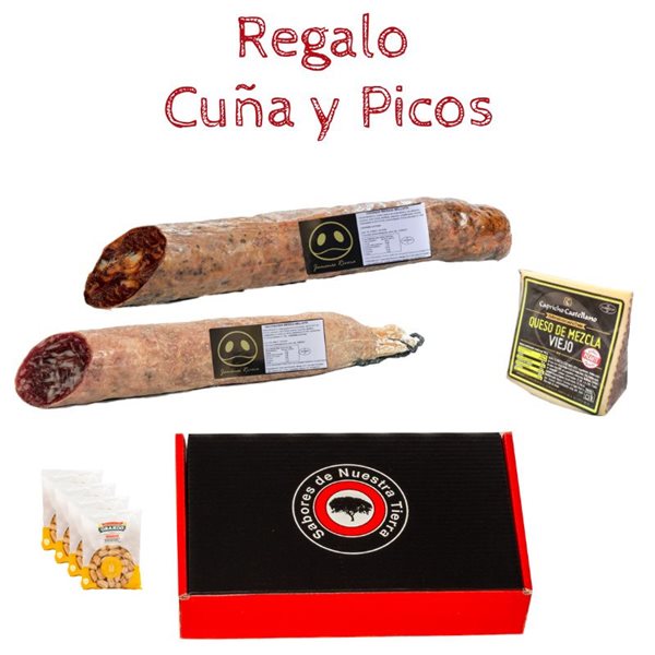 Iberian Acorn-fed Chorizo and Salchichón Pack from Bellota Rivera + Cheese Wedge + Breadsticks.-lateral