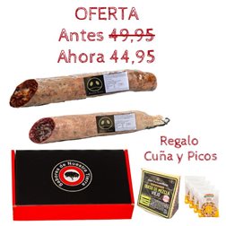 Iberian Acorn-fed Chorizo and Salchichón Pack from Bellota Rivera + Cheese Wedge + Breadsticks.
