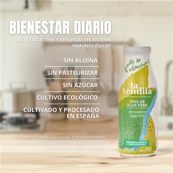 Pack de 2 Jugos de Aloe vera puro ecológico con pulpa 500 ml-detalle