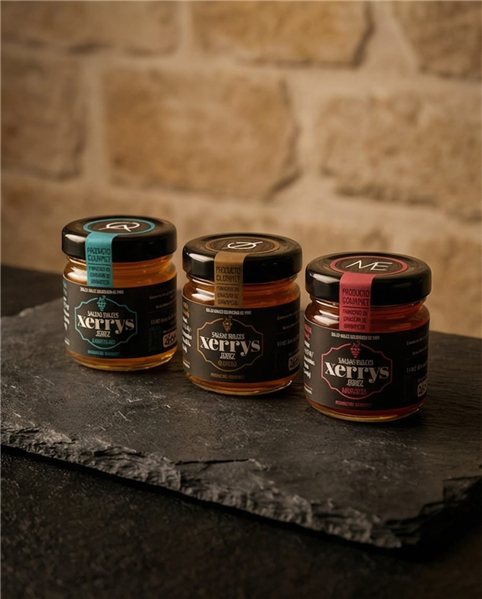 Pack de 3 Mermeladas de 40g. Amontillado, Oloroso y Moscatel.-detalle