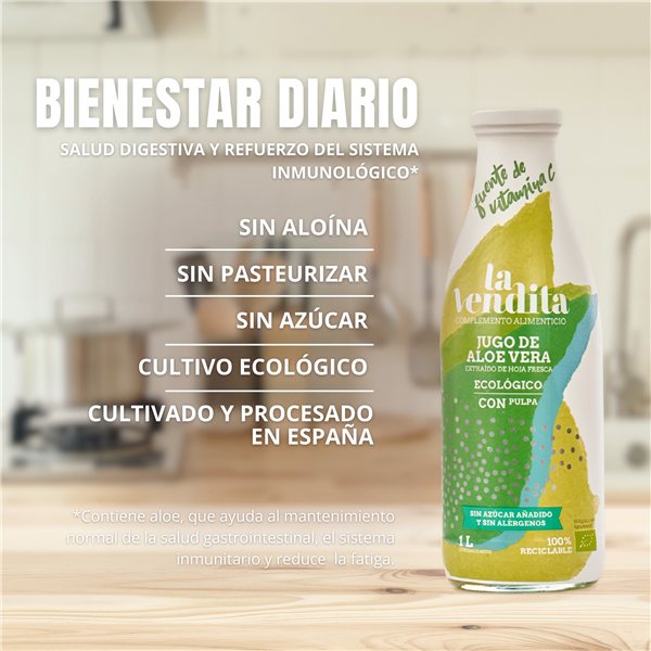Pack de 4 Jugos de Aloe vera puro ecológico con pulpa 1L-detalle