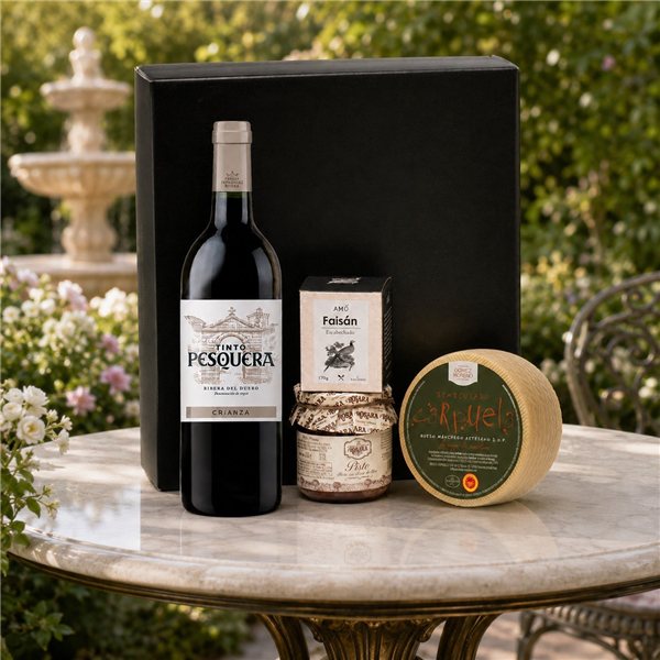Pack Queso Manchego, Faisán y Vino Ribera del Duero-detalle