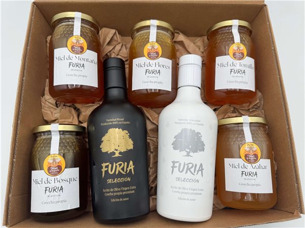 Pack Gourmet Mieles FURIA + Aceite Arbequina & Picual-detalle