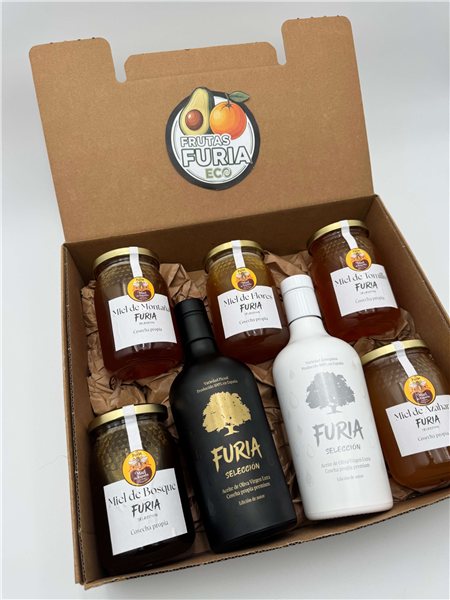 Pack Gourmet Mieles FURIA + Aceite Arbequina & Picual-trasera