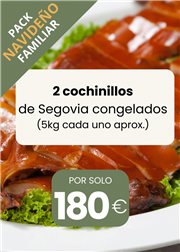 Christmas Family Pack: 2 units of frozen Segovian suckling pig, 5 kg each.