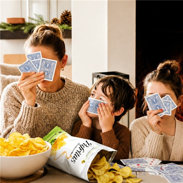 Pack Handgefertigte Kartoffeln mit nativem Olivenöl | 5x120g Taschen mit Meersalz + 5x140g Taschen ohne Salz | Gourmet-Snack ohne Gluten für Appetithäppchen-izquierda