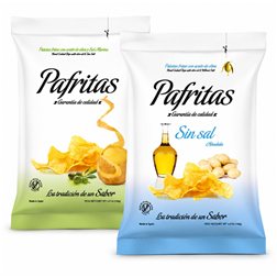 Pack Handgefertigte Kartoffeln mit nativem Olivenöl | 5x120g Taschen mit Meersalz + 5x140g Taschen ohne Salz | Gourmet-Snack ohne Gluten für Appetithäppchen