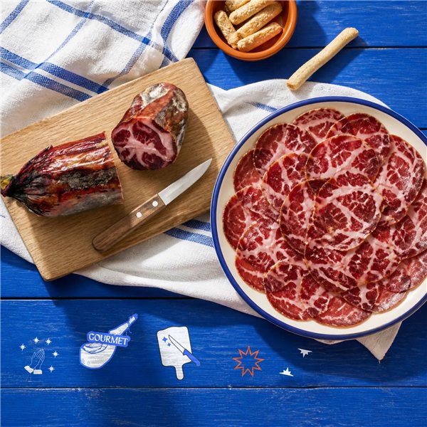 Pack Vicio · Black Friday | Medio Jamón de Bellota 100% Ibérico +42 Meses Loncheado + Velas + Divina Coppa-trasera
