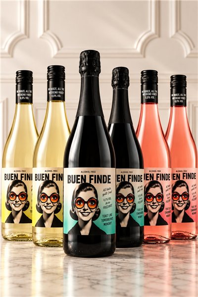 Pack Vino Blanco, Rosado y Frizzante Sin Alcohol Buen Finde-izquierda