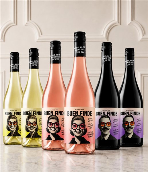 Pack Vino Blanco, Rosado y Tinto Sin Alcohol Buen Finde-izquierda