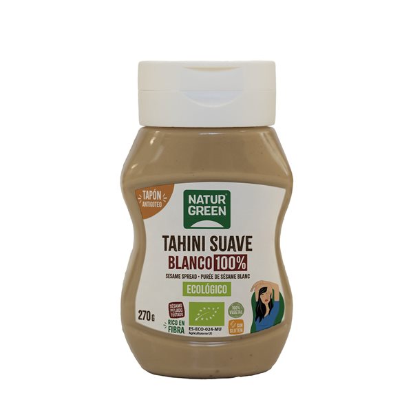 Paquet de 6 Tahini Doux Blanc Bio Anti-goutte 270 g NaturGreen-detalle