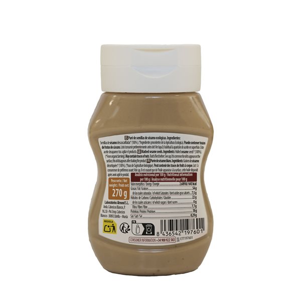 Paquet de 6 Tahini Doux Blanc Bio Anti-goutte 270 g NaturGreen-lateral