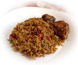 "Rabbit paella in portions"