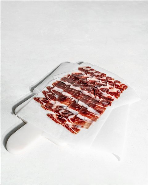 100% Iberian acorn ham 80 g-trasera