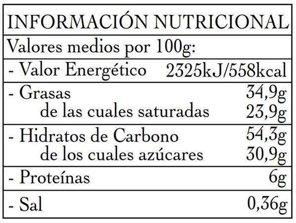 Palmeritas de chocolate 10 uds 180g aprox-trasera